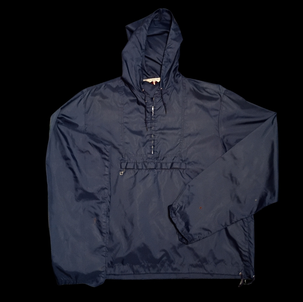 Women's McGregor Large Nylon Parka | Blue Quarter-Zip Hooded Vintage Windbreaker